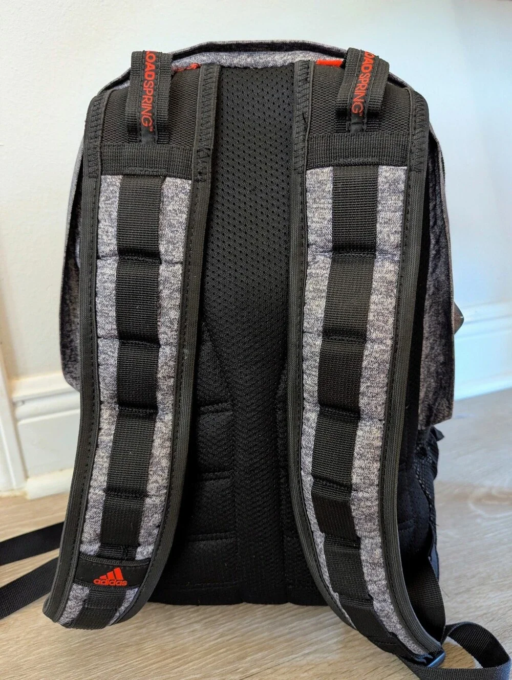Adidas Gray Heather & Red Bungee Backpack Bookbag School Gym Travel